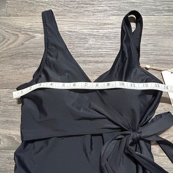 Quince Italian Maternity Plunge Wrap One Piece Swimsuit Black Small Bathing Suit - Picture 3 of 9
